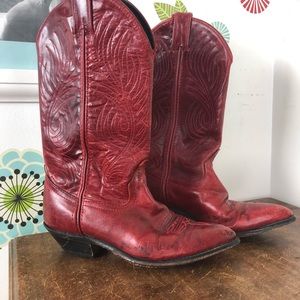 Red Leather Western Boots Cowboy Code 